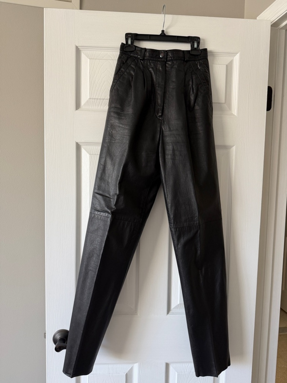 Guess Black Leather High-Rise Tapered Pants